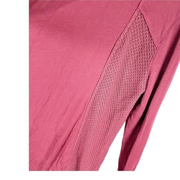 Lucky Lotus Burgundy Cardigan Sweater Sz L Mesh Waterfall Open Front Long Sleeve - Picture 4 of 6